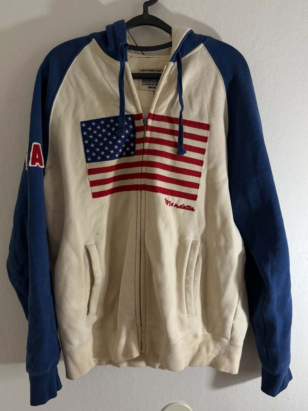Mondetta A World Undivided USA Flag Embroidered Full-Zip Hoodie